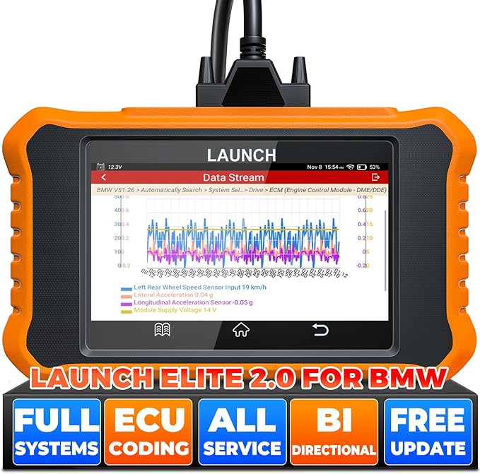 LAUNCH Creader Elite V2.0 for BMW OBD2 Scanner, 2026 Full Systems Bi-Directional Scan Tool, All Reset Services, ECU Code,