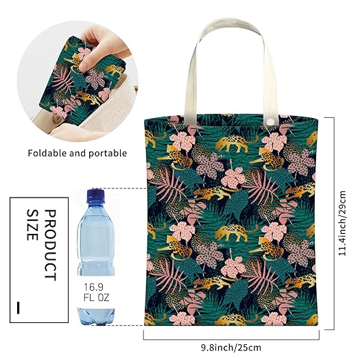 Cute Car Trash Can, Hanging Canvas Car Back Seat Organizer and Storage Bag, Funny Car Trash Bag For Travelling, Outdoor Tropical Leopard Jungle