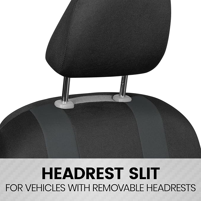 BDK carXS Charcoal Gray Two-Tone Car Seat Covers with Matching Back Seat Cover, Made to Fit Most Auto Truck Van SUV, Interior