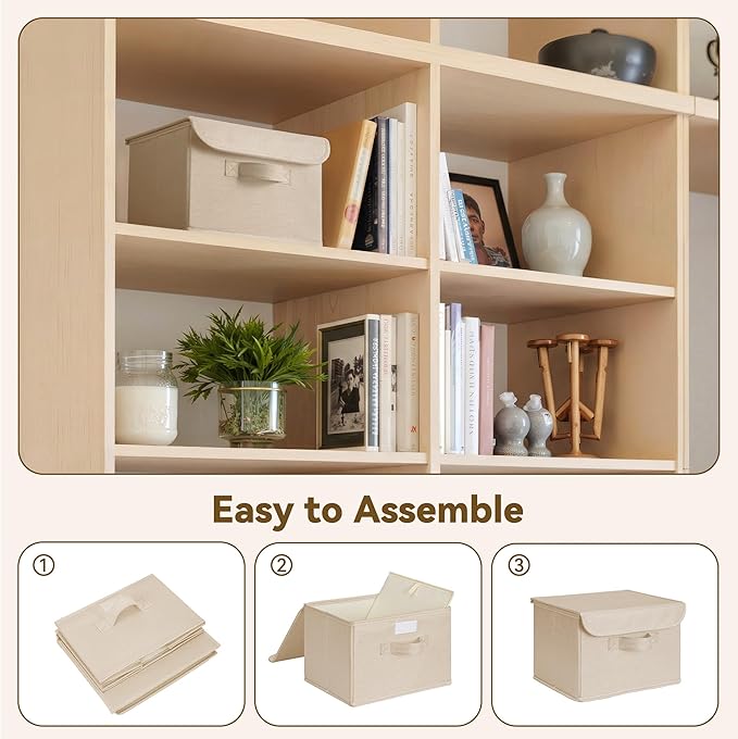 GRANNY SAYS Small Storage Bins with Lids, Small Storage Boxes, Shelf Baskets for Shelf, Collapsible Storage Bins for Living R