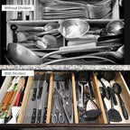 Utoplike 4 pcs Bamboo Kitchen Drawer Dividers Large, Adjustable Drawer Organizers, Spring Loaded, Works in Kitchen, Dresser, 