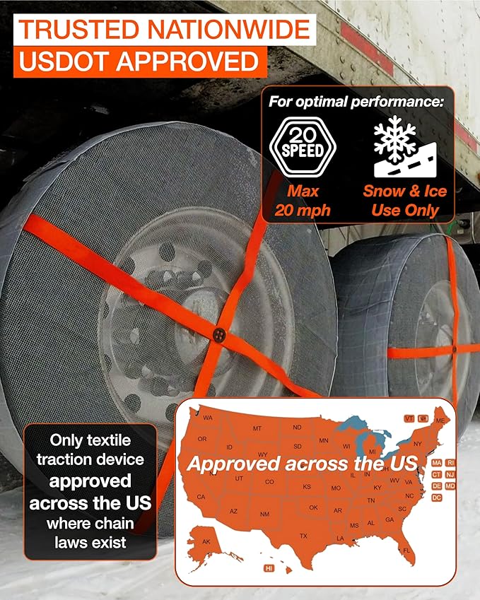 AutoSock for Commercial Vehicles and Trucks AL64, Snow Socks for Tires, Pack of 2