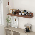 48 Inch Walnut Floating Shelf | 12 Inch Deep Floating Shelves Set of 1 | 48" D x 12" D Rustic Wood Shelves for Wall | Deep Wa