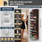 10 - Pocket Over - the - Door Hanging Shoe Organizers & Rack, Made of Sturdy 600D Oxford + Non - Woven Fabric, Space - Saving