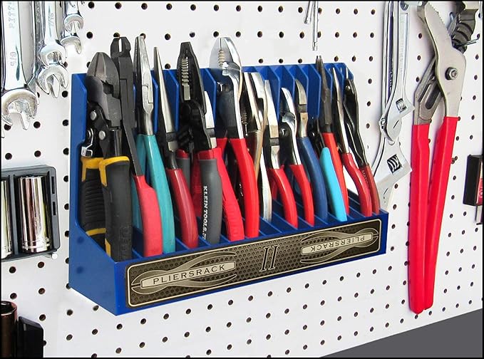 PLR16 Red Pliers Rack mounts on your peg board, or fits in your toolbox drawer. Plier storage for Regular & smaller pliers. H