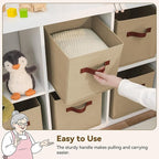 GRANNY SAYS Cube Storage Bins, 11 Inch Cube Storage Organizer with PU Handle, Khaki, Foldable Clothing Organizer Bins, Storag