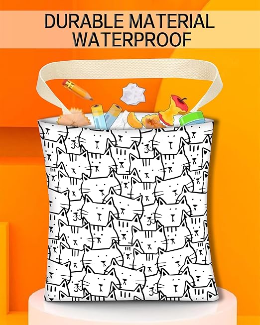 Car Trash Can, Durable Hanging Car Trash Garbage Bag, Cute Automotive Garbage Cans Organizer, Black White Cartoon Cats