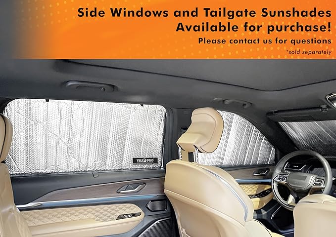 YelloPro Custom Fit Reflective Front Windshield Sunshade for 2021 2022 2023 2024 2025 2026 Jeep Grand Cherokee L (Long-wheelbase), Laredo, Altitude, Limited, Overland, Summit, Summit Reserve, SUV
