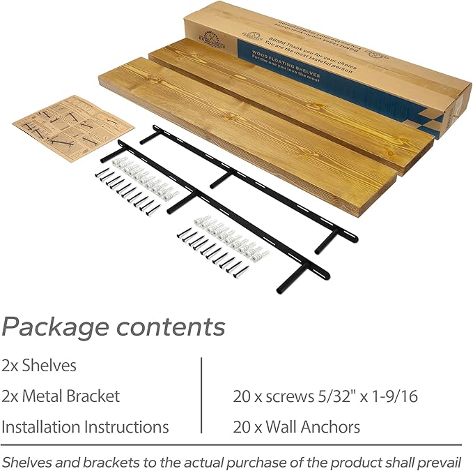 BGMG Wood Floating Shelves for Wall 54 inch Set of 2, Rustic Wooden Wall Mount Shelves for Living Room Bedroom Kitchen Farmho