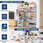 Mavivegue 9 Tiers Tall Shoe Organizer - Vertical Shoe Shelf for 50-55 Pairs, Stackable Racks for Entryway, Closet, Garage - G