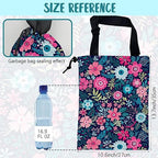 Car Garbage Bag Abstract Blue Pink Flowers Hanging Canvas Car Trash Bag Waterproof Drawstring Car Back Seat Organizer for Car Back Front Seat Console with Adjustable Buckle