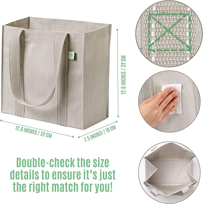 VENO 2-4 Pack Reusable Grocery shopping Bags, Medium Tote Bag w/Handle Hard Bottom, Heavy Duty, Foldable Carrier