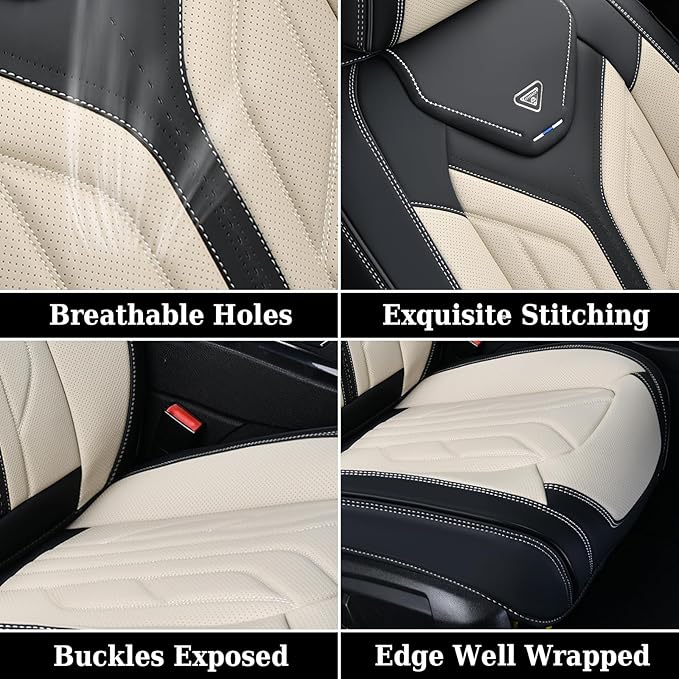 Coverado Seat Covers, Car Seat Covers Full Set, Leather Seat Covers for Cars, Automotive Seat Covers Car Seat Protector Car A