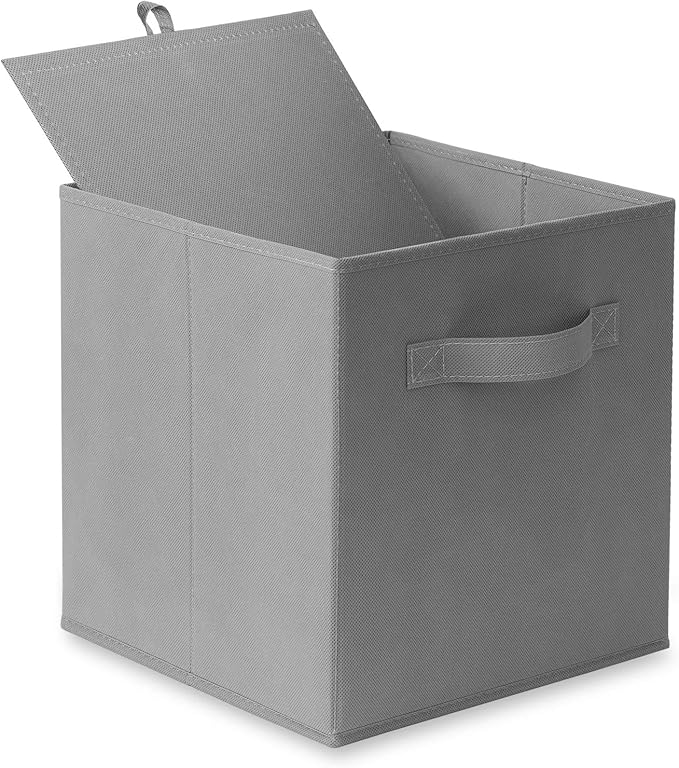 Casafield Set of 6 Collapsible Fabric Cube Storage Bins, Gray - 11" Foldable Cloth Baskets for Shelves, Cubby Organizers & Mo