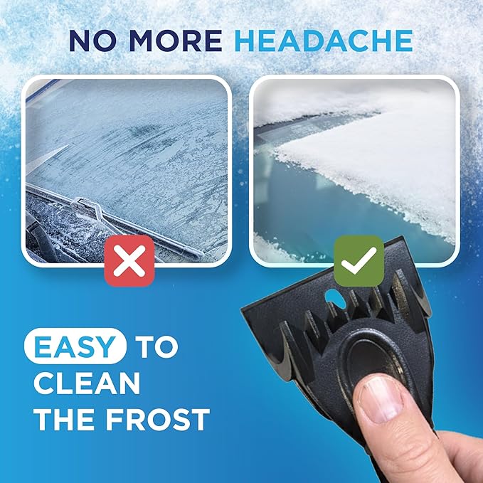 RevHeads Ice Scraper for Car Windshield & Windows - Tough Reinforced Plastic Handle - Chisel Side for Frost, Claw Side for ICY Chunks