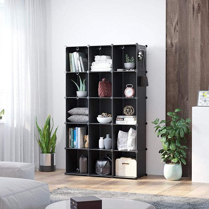 C&AHOME Cube Storage Organizer, 16-Cube Shelves Units, Plastic Storage Cubes, DIY Closet Organizer, Modular Closet Storage Sh