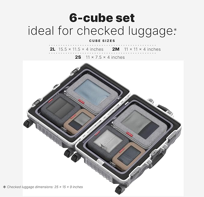 LeanTravel Premium Compression Packing Cubes for Travel - Suitcase Organizer Bags with Double Zipper & Breathable Mesh Panel 