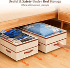 Dolicer 4 Pack 92L Under Bed Storage with Wheels, 6in-10in Height Adjustable Underbed Storage Containers (Grey & Beige)