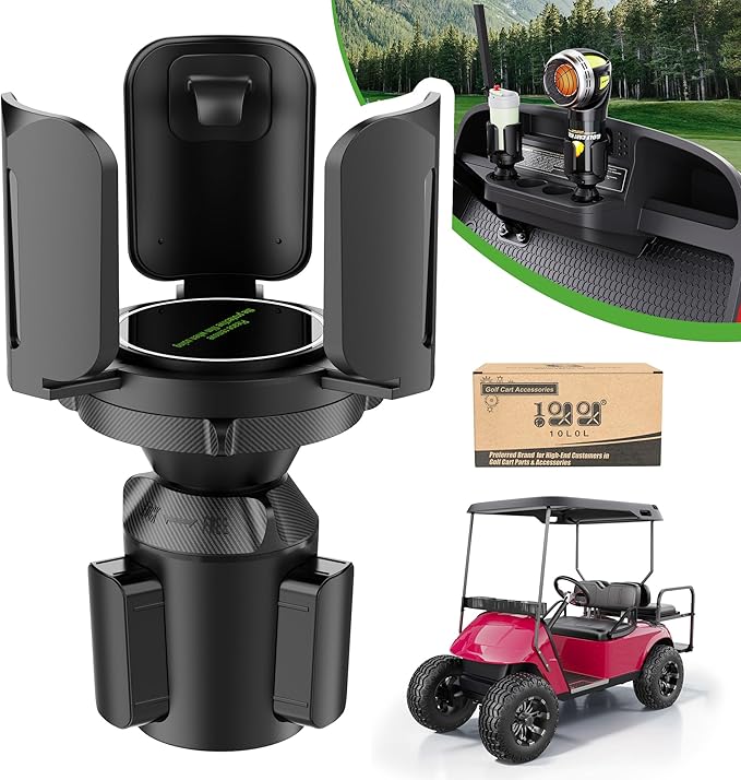 10L0L Golf Cart Propane Heater Holder for EZGO, Club Car and Yamaha, Adjustable Cup Holder Expander with Expandable Base, Fit