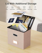 Oterri File Organizer Boxes with Lids, File Box with Mesh Pockets, Document Organizer Box for Letter Size Folders, Zippers Im