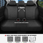 CAROMOP Luxury Faux Leather&Fabric Car Seat Covers Full Set with Breathable 3D Foam Back Support,Universal Comfortable Seat C