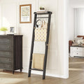 Hzuaneri Blanket Ladder Shelf, Decorative Quilt Rack, 6-Tier Farmhouse Ladder Holder Organizer with 4 Removable Hooks 7.9" D 
