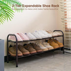 Gonfoam 2-Tier Expandable Shoe Rack,Adjustable Shoe Shelf Storage Organizer Heavy Duty Metal Free Standing Shoe Rack for Entr