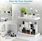 Vtopmart 2-Tier Bathroom Countertop Organizer, Vanity Dresser Counter Tray Shelf for Skincare, Perfume, Makeup, Silver