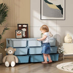 Qaba 3 Tier Kids Storage Unit, Toy Organizers and Storage with 9 Drawer Chest for Kids Bedroom Nursery Kindergarten Living Ro