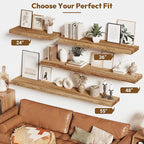 Vivelove Live Edge Floating Shelves Solid Wood, 48 Inch Set of 1, Elm Shelves for Wall with Invisible Bracket for Living Room