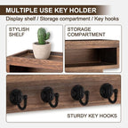 Key and Mail Holder Wall Mount, Key Hanger with Long Storage Box and 6 Hooks for Coat, Dog Leash, Home Decor Rack, House Acce