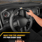 CAT® DuraGrip Car Steering Wheel Cover, Black Tire Tread Traction Design, Auto Steering Wheel Cover for Cars Trucks Vans SUVs, Improve Grip and Control, Durable Comfortable - Large 15"-16" Inches