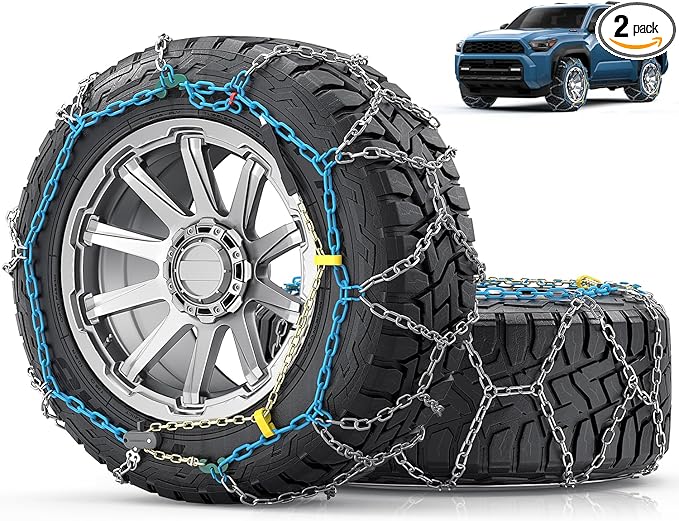 Snow-Chains Easy Install Tire-Chains, One-Pull Fit Heavy-Duty Tire Snow Chains for Pickup Trucks & SUVs Off-road, Emergency T