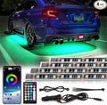 4 Pcs RGB Underglow LED Lights for Cars Truck SUV Golf Cart UTV ATV, 12V Waterproof Multicolor Underbody Neon Accent Strip Lights Kit with APP/RF Remote Control, Music Sync, Brake Lights