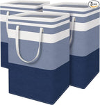 BlissTotes 3-Pack Laundry Basket, Freestanding＆Waterproof Laundry Hamper, Collapsible Tall Clothes Hamper with Easy Carry Han
