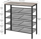HOOBRO Shoe Rack for Entryway, 5-Tier Shoe Organizer with Adjustable Mesh Shelves, 16-20 Pairs of Shoes, Spacious Floor Mount