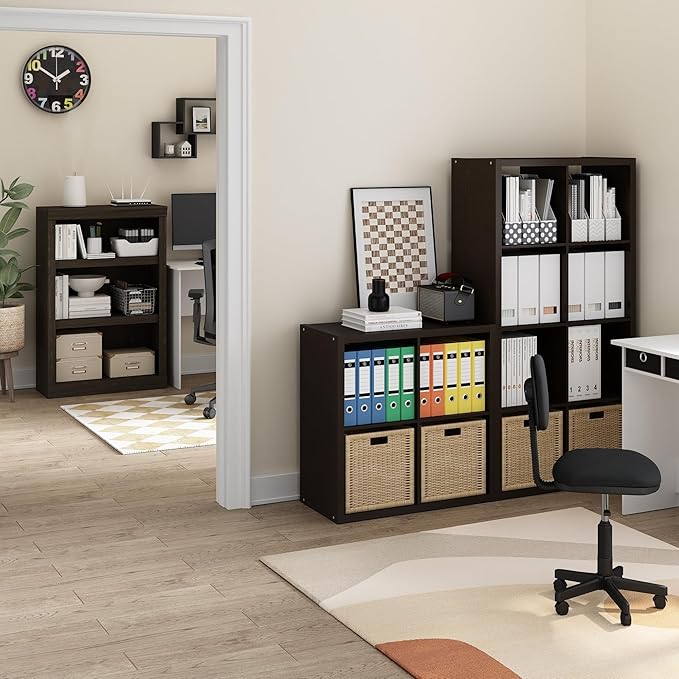 Furinno CUBICLE Book Shelf, 8-Cube Bookshelf, Extra Thick Frame Horizontally & Vertically Reversible Bookcase with Open Back,