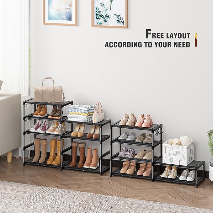 OYREL Shoe Rack Organizer 8 Tiers, Tall Shoe Racks Shelf Storage, 26-32 Pairs Vertical Large Rack,Stackable Shoes Racks for E