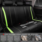 CAR PASS Fluorescent Green & Nappa Leather Seat Covers Full Set, with Backrest Cushion Protector Waist Protection Universal F