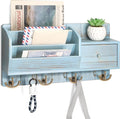 Rebee Vision Key Holder Wall Mount with Mail Sorter - Decorative Mail and Key Organizer for Wall with Hooks and Drawer Organi