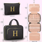 Gifts for Women, Initial Toiletry Makeup Bag Hanging Cosmetic Organizer with Embroidery Letter Personalized Nurse Teacher App
