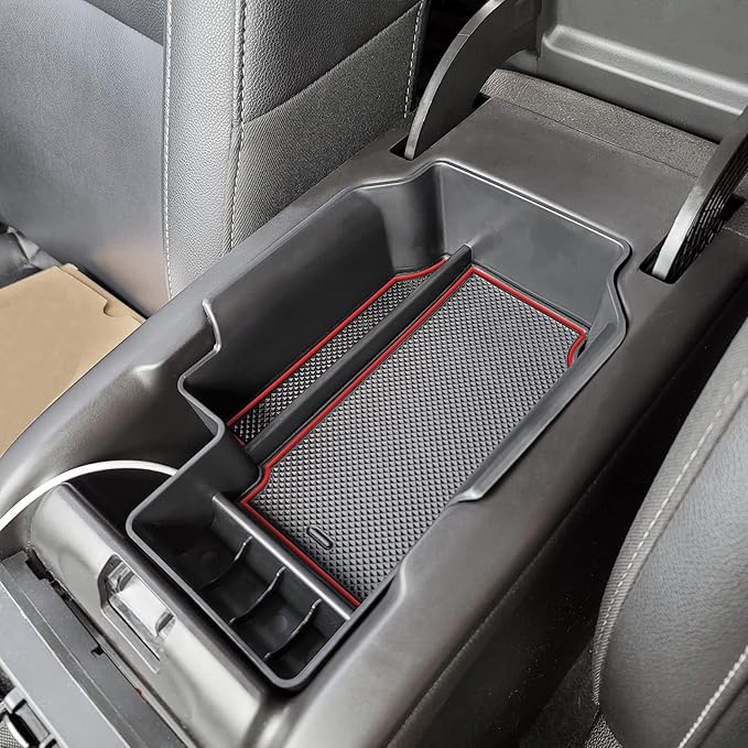 PIMCAR Center Console Organizer Compatible with Chevy Colorado/GMC Canyon 2015-2021 2022, Armrest Insert Tray Secondary Storage Box-Red