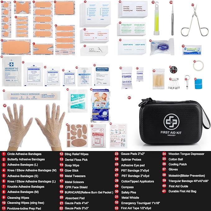 Premium First Aid Kit, 320 Piece Waterproof Hard Shell Eva First Aid Kit for Home, Camping, Cars, Hiking, Travel, Businesses 