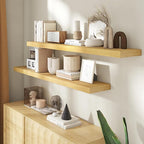 55 Inch Floating Shelves for Wall, 8 Inch Deep Floating Shelf for Storage & Display, Rustic Wall Mounted Shelf with Invisible