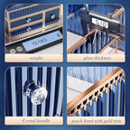 Makeup Organizer Blue - Tempered Glass Vanity Organizer for Cosmetics, Skincare, Hair Tools, Brushes, Perfume - Multipurpose 