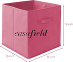 Casafield Set of 6 Collapsible Fabric Cube Storage Bins, Hot Pink - 13" Foldable Cloth Baskets for Shelves, Cubby Organizers 