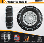 Snow Chains, Thickened and Wear-Resistant High Carbon Steel Anti Slip Tire Chain for Light Truck, Pickups, and SUVs, Set of 2