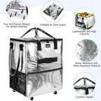 Large Reusable Grocery Bag On Wheels, 130L Foldable Tote, 5 Swivel Wheel Shopping Trolley with Multiple Pockets, Zippered Top, Folds Flat for Storage, for Shopping, Laundry, Camping, Moving, Silver