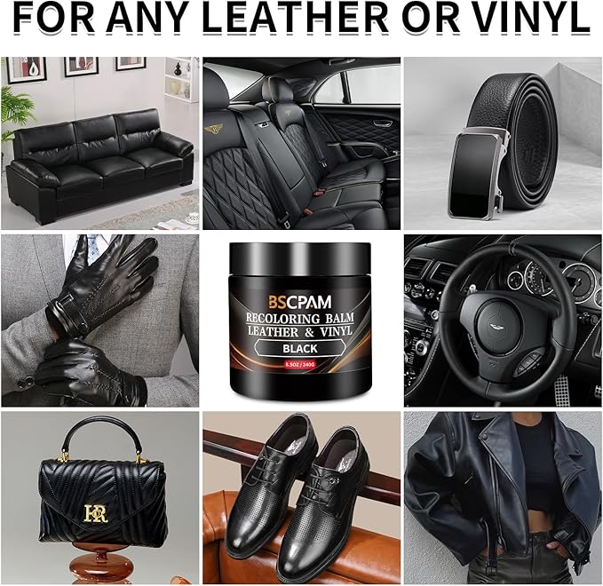 Black Leather Recoloring Balm with 100ml Mink Oil,Leather Couch Scratch Remover,Leather Repair kit for Vinyl Furniture and Ca