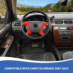 Red Steering Wheel Trim Cover Compatible with Chevy Silverado/Tahoe/Suburban/Avalanche/Escalade/GMC Yukon/GMC Sierra 2007-2013